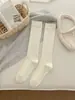 Meias brancas para mulheres outono e inverno Novas meias de compressão em cor pura para emagrecimento da panturrilha Meias altas doces jk japonesas quentes da moda
