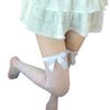 Meias Argyle Lolita Brancas com Laço Acima do Joelho, Meias-Calça Lolita, Meias Lolita Modeladoras Femininas para Primavera e Outono