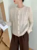 Cardigã Leve, Macio e Suave 75% Caxemira 25% Seda de Amora para Outono e Inverno, Suéter Fashion Versátil Curto de Malha Grossa com Tranças para Mulheres