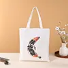 Bolsa Tote de Lona Laminada Personalizada com Fita Tridimensional, Bolsa de Lona para Publicidade, Bolsa Tote de Mão de Grande Capacidade com Logo