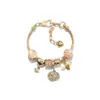 Popular en Europa y América, pulsera de aleación simple DIY colgante de diamante color oro rosa cuenta con agujero grande colgante de corona joyería con cuentas