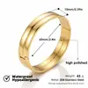 Pulseira de Aço Inoxidável Dourada para Mulheres, Argola Lisa Esférica, Estilo Europeu e Americano de Luxo Leve, Versão Larga, Pulseira de Aço Titânio Atacado