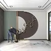 Lujo Ligero Moderno Tela de Pared Sin Costuras Serie de Colores Morandi Flor de Ciruelo Tridimensional Papel Tapiz Geométrico para Sala de Estar Fondo de TV Pared de Proyecto
