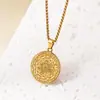 Collar Redondo de Acero Inoxidable Tohm Sello de Siete Ángeles Runas Chapado en Oro de 18K Acero de Titanio Estrella de Siete Puntas
