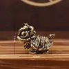 Estilo Nacional Dança do Leão Latão Animal de Estimação para Chá Pequenos Enfeites Decoração de Paisagem de Mesa Criativa Fruta da Fortuna Pedra de Persimmon Leão Besta Rui