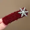 Exquisito Pasador de Pelo de Felpa Roja con Forma de Copo de Nieve para Mujer, Pasador para la Frente, Pinza Lateral, Pasador de Gama Alta, Accesorio para el Cabello