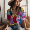 Nueva camisa de mujer con estampado digital 3D de muchos gatos, camisa de moda linda de anime para mujer