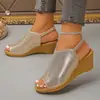 Sandalias de cuña casuales cómodas para mujer de talla grande, estilo slip-on, nuevas de verano 2026, talla única para todos