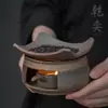Estufa Rústica de Cerámica Estilo Japonés para Tostado de Té, Potenciador de Aroma de Té de Cerámica, Tostador de Té Calentado con Velas, Estufa para Calentar y Hornear Té, Quemador de Incienso