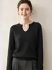 Nuevo Suéter de Punto para Mujer 2026 Otoño/Invierno de Cachemira Pura Cepillado Cuello Redondo en V Holgado Moda Estilo Perezoso
