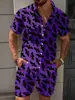 Novo Conjunto de Camisa de Manga Curta e Shorts Masculino com Estampa Engraçada de Halloween para o Verão - Venda Cruzada da Amazon