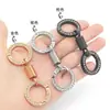 Chaveiro de Mola Duplo Cravejado com Diamantes de Alto Padrão Conexão com Gancho Duplo Corrente Pingente de Luxo Leve Italiano Chaveiro de Carro Venda por Atacado