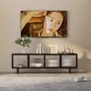 Mueble de TV de Hierro de Lujo para Entrada Nórdica Estilo Japonés Pequeño Apartamento Sala de Estar Mueble Bajo Multifuncional Gabinete de Almacenamiento de Vidrio Templado