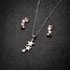 Accesorios Transfronterizos Coreanos Colgante de Estrella Collar Clavícula Aretes Juego de Tres Piezas Oro de 18K Patrón Geométrico de Estrella de Cinco Puntas