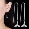 Pendientes elegantes de media longitud con borlas y microincrustaciones de circonitas de cola de pez TikTok Beauty, pendientes de moda para mujer, joyería Mori