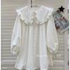 Plus Size Feminino 2025 Nova Solta Cobertura de Carne Versátil Vintage Francês Pausa para Chá Gola Boneca Camisa Xadrez