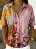2026 Verano Transfronterizo Nuevo Top Casual para Mujer con Estampado Floral, Estilo Vacacional, Holgado, Cuello Solapa en V, Manga Corta
