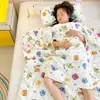 Manta de algodão puro de grau A para primavera e verão, respirável e anti-chute para crianças, com um design fofo de desenho animado, enchimento 100% algodão e uma colcha fina e fresca para o verão, adequada para ambientes com ar condicionado
