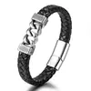 Pulsera Retro de Aleación de Zinc Europea y Americana para Hombre con Hebilla Magnética Patrón de Rombo Pulsera Sencilla de Cuerda de Cuero Trenzada Joyería Personalizada