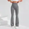 Pantalones de yoga acampanados acanalados transfronterizos para mujer, estilo europeo y americano, de cintura alta, control de abdomen, pierna ancha, pantalones deportivos de yoga para fitness