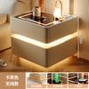 Mesa de cabeceira moderna, leve, luxuosa, inteligente, de alta qualidade, para quarto, prateleira de armazenamento de cabeceira, estilo creme, armário baixo de armazenamento de cabeceira