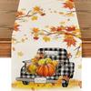Camino de mesa de lino de otoño y Acción de Gracias transfronterizo Decoración de ambiente Mantel Cubre mesa de centro Cubre mueble de TV Calabaza Hoja de arce