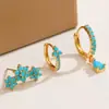 Pendientes de Borlas de Moda Europeos y Americanos, Traje Dulce Bañado en Oro con Circonitas Microincrustadas, Pendientes Personalizados de Tres Piezas para Mujer