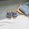 Nuevas Chanclas de Paja de Madera de Dos Hebillas de Verano 2024 para Niños Niñas Chanclas de Colores Brillantes Zapatos de Playa Sandalias Familiares