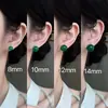 Ágata Verde Estilo Chino Nuevo Estilo de Corte Retro Clip para Oreja Pendientes de Bola Esmeralda de Alta Calidad Versátiles Placa para Incienso de Mosquito