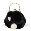 Bolsas de Pelúcia Outono e Inverno para Mulheres 2026 Novo Estilo Bolsa Transversal com Corrente de Pérola Popular Bolsa de Coelho de Pelúcia com Clipe de Mão