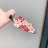 Clip de Bico de Pato Sem Costura Flor de Cristal Full Diamond Brilhante de Alta Qualidade Novo Estilo Clip Lateral Elegante Acessório de Cabelo Presilha de Cabelo