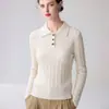 Nuevo Suéter de Punto de Cachemira con Cuello Polo Otoño/Invierno 2026 para Mujer, Camisa Básica Holgada Casual con Diseño Completo de Punto Trenzado