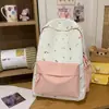 Mochila Fofa Simples Estilo Coreano para Mulheres, Grande Capacidade, Mochila Escolar Estudantil com Grafite Fofo, Mochila Doce e Versátil