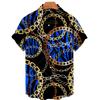 Camisa hawaiana 3D transferencia digital por calor manga corta camisa para hombre playa cadena dorada camisa para hombre para figura