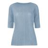 Miyake 2026 Nueva Camiseta de Verano para Mujer de la Línea Principal con Pliegues de Escamas de Pescado de Color Sólido con Estilo Único, Top de Manga Media con Cuello Redondo para Mujer