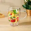 Taza de Vidrio de Doble Capa con Muñeco de Nieve de Papá Noel Borosilicato Alto Resistente al Calor Transparente Vaso de Agua Taza de Oficina para el Hogar Venta al por Mayor