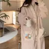 Pijama de Tecido Coral para Mulheres, Conjunto de Duas Peças Espesso e Quente para Outono e Inverno, Conjunto de Cardigã de Flanela, Pode Ser Usado Fora de Casa, Roupas de Casa para Mulheres