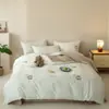 Juego de Cuatro Piezas de Algodón de Fibra Larga Cepillado Estilo Dibujo Animado Sábana Ajustable Primavera Otoño Invierno Suave 100% Algodón Puro Ropa de Cama Funda de Edredón
