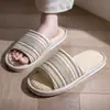 Pantuflas de Lino para Mujer Primavera y Otoño Hogar Interior Color Algodón Dibujos Animados Antideslizantes Suela Suave Transpirables Absorbentes de Sudor Pantuflas de Algodón y Lino para Hombre