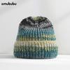 Gorra de Color Degradado de Comercio Exterior Sombrero de Lana de Color Mezclado Coreano Sombrero Tejido para Mujer Otoño e Invierno Cálido a Prueba de Frío Combinable Pareja