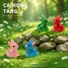 Figurinhas de coelho em resina brilhantes e coloridas, coelhos miniatura 3D com lantejoulas, decorações de micro paisagem de floresta, resina de desenho animado