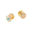 Aretes Redondos de Zirconia Galvanizados en Oro Real de 18K, Aretes de Estilo Palacio Retro de Lujo Ligero, Aretes Versátiles de Estilo Nicho para Mujer