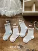 Fábrica de Calcetines Lebo HD878 calcetines cortos de verano ultradelgados para niñas, calcetines de malla lisos transpirables, calcetines de algodón finos, calcetines de princesa para bebé