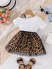 Procesamiento Personalizado de Vestidos de Verano 2026 para Niñas, Nuevos y Elegantes Vestidos Infantiles con Estampado de Retazos y Falda de Malla con Estampado de Leopardo