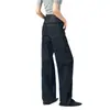 Ambiente relajado/nuevo de otoño, jeans negros y grises de cintura alta de pierna ancha para mujer, holgados, rectos, largos hasta el suelo, adelgazantes