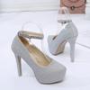 Tacones Altos Primavera y Otoño Nuevo Estilete Plata Cómodos Super Tacones Altos Zapatos de Mujer Pasarela Banquete Boca Baja Zapatos de Mujer Al Por Mayor