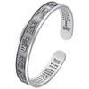 Pulseira de prata para casal feminina prata tailandesa 999 mantra de nove palavras Sutra do Coração pulseira de prata pura pulseira estilo étnico simples para namorado