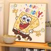Feliz Cumpleaños Pintura al Óleo Digital DIY Rellenado a Mano 2025 Nuevo Bob Esponja Dibujo Animado Colorear Acrílico Pintura al Óleo