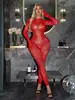 Lencería Sexy de Manga Larga Espalda Descubierta Adelgazante Tentación Hueco Comercio Exterior Europeo y Americano Transfronterizo Body de Malla w894