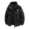 Chaqueta de algodón para otoño e invierno talla europea transfronteriza abrigo de hombre bordado en la espalda chaqueta acolchada de algodón bloque de color engrosado pana pareja engrosada cálida